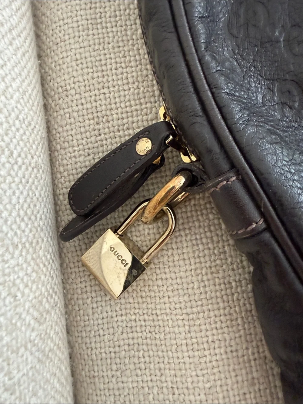 GUCCI Leather Briefcase in Dark Brown